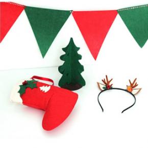 Non-woven Fabric Decoration Christmas Tree Xmas Stocking Hairband Pennants Kit