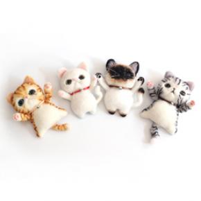 Wool Felt Cats Animal Brooch DIY Supplies Kit